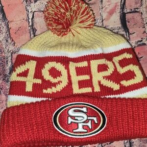 NFL 49ers Red and Yellow Pom-Pom Beanie